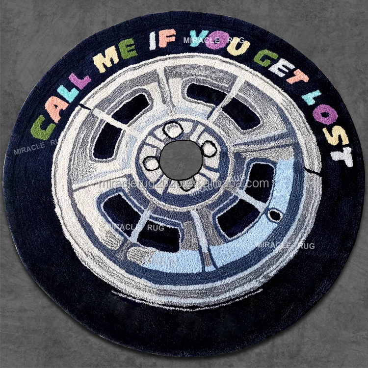 Custom Designer CD Shaped Carpet Round Area Rug Hand Tufting Designs 3D Music Bedside Customized CD Disc Carpet Logo Rug Carpets