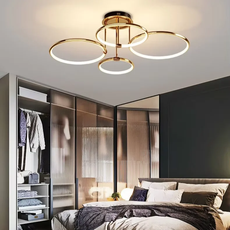 مصباح معلق حديث من الطراز الإسكندنافي مع إضاءة LED، تصميم بسيط على شكل حلقة، مناسب لغرفة الطعام وغرفة المعيشة وغرف النوم الرئيسية لمصابيح السقف