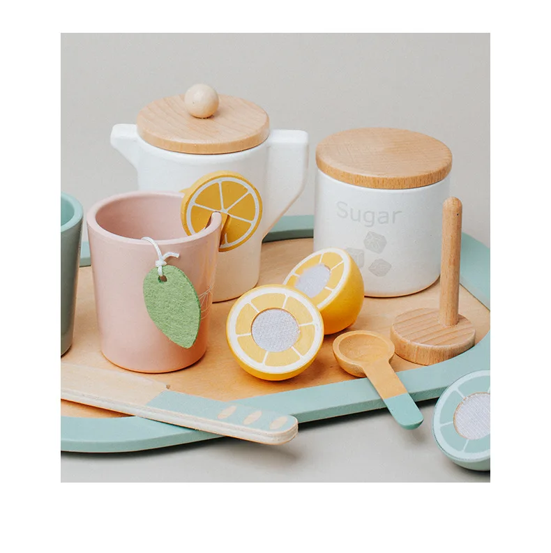 Role Play Afternoon Tea Set Montessori Kids Mini Wooden Kitchen Toys ...