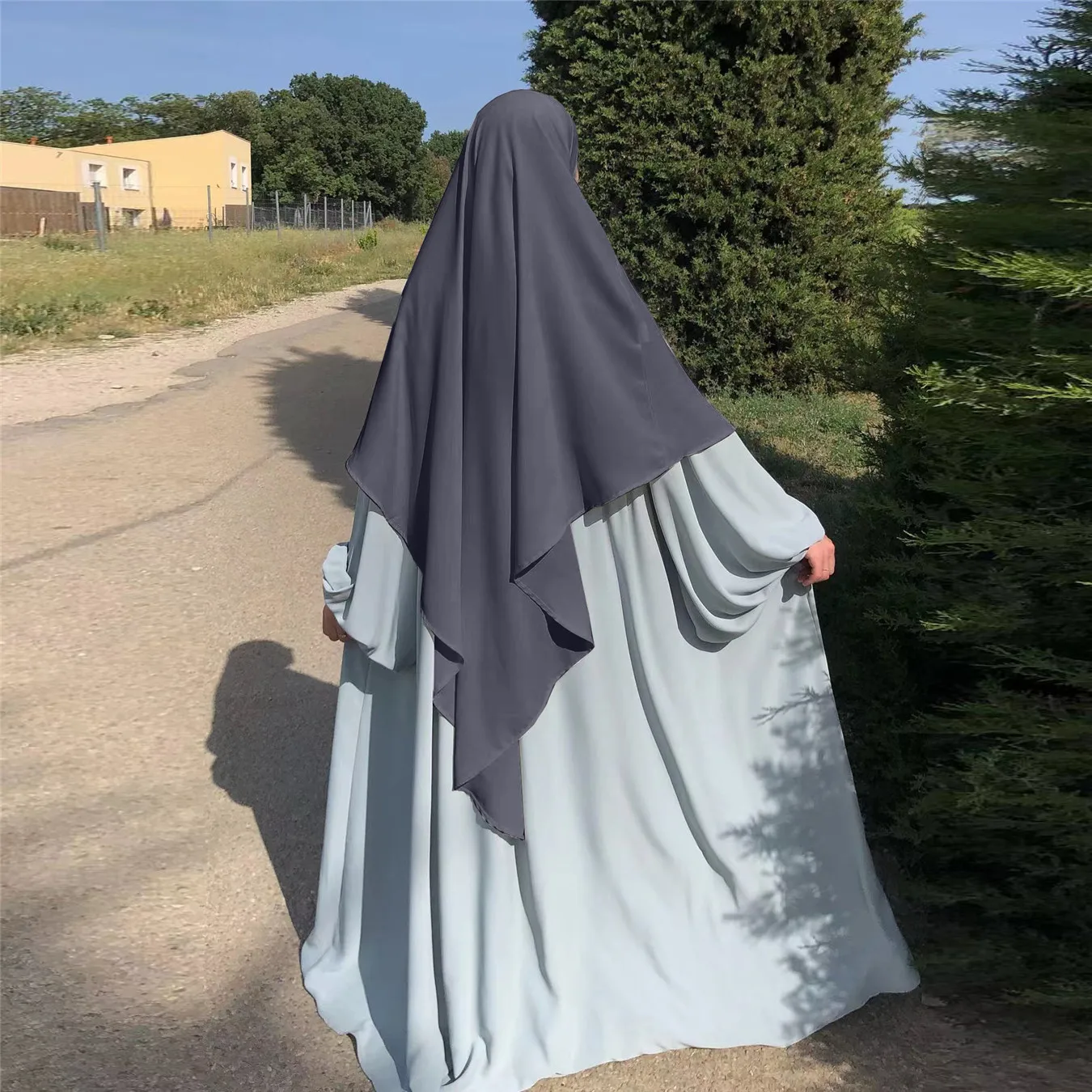 Muslim Prayer One Piece Jilbab Women Abaya Tops Hijab Modest Solid Soft Long Khimar Prayer Hijabs Scarf