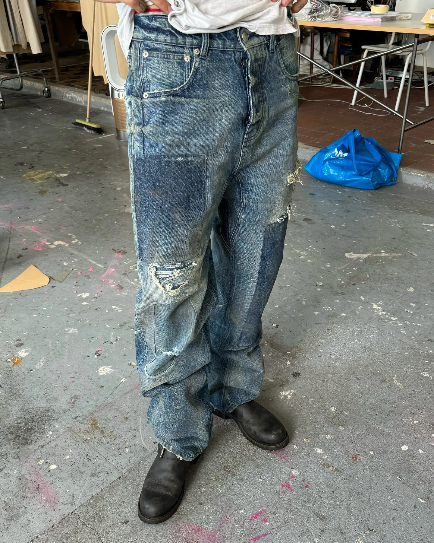 Salati Jeans Trousers Manufacturer Y2K Classic Selvedge Patchwork Straight Fit Wash Distressed Vintage Jeans Denim Pants for Men gallery 3