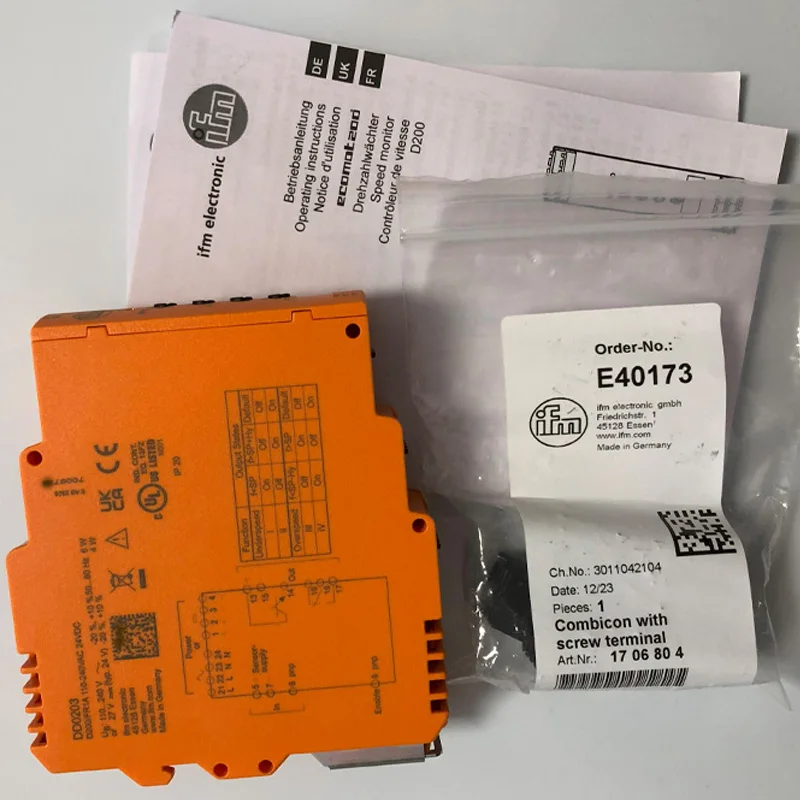 Speed Monitor Relay,4a,1 Digital Out,1 Relay Out,Dd0203 Series,Ifm
