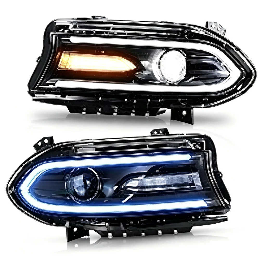 Conjunto de faros LED de alta luminosidad 68214399AI OEM 68214398AI para Charger 2015-2018, faros de color, repuesto para iluminación automotriz