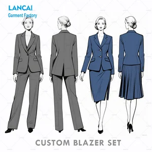 Clothing Manufacturer Custom High Quality Blazer Women Casual Suits Jacket Office Lady Formal Blazer Set Female