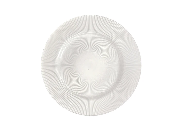 Hot Sale Wedding Banquet Gold Rimmed Crystal Transparent Color Decoration Plates Streak Clear Glass Charger Plates