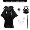 Dress + hat + necklace + cane + brooch