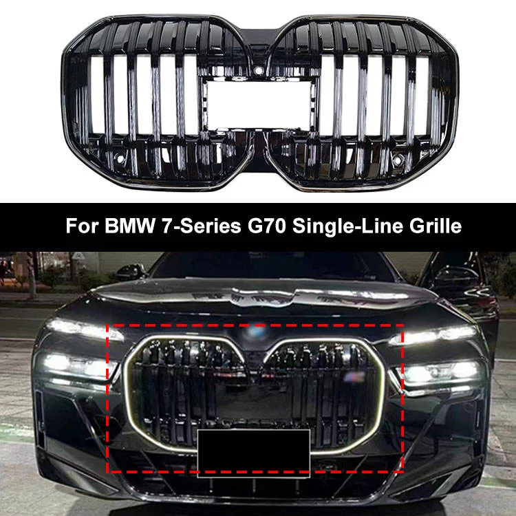 2023-2026 G70 7 Series PC Single Line Gloss Black LED Illuminated Front Grill for BMW
