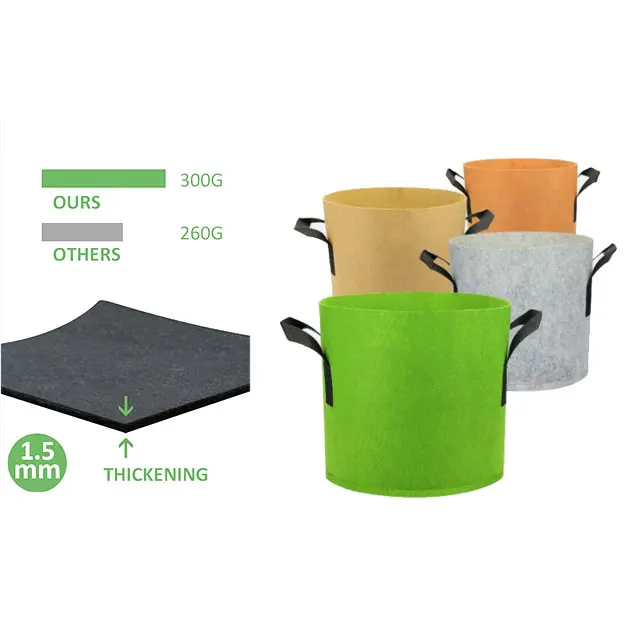 
 Зеленая фабрика объемом от 1 до 100 галлонов, оптовая продажа, биоразлагаемый фетровый пакет для выращивания растений  