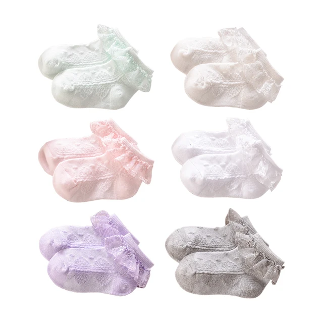 Lace Ripple Baby Girl Kids Princess Socks 6 Colors Mesh Breathable Summer Socks