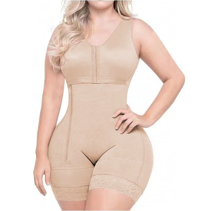  High Compression Post Op One-piece Zipper Faja Tummy Control Slimming Body Shaper Womens Shapewear Open Crotch for Women