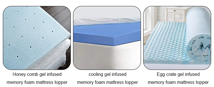Hot Sale Hotel Mattress Topper Single Double Folded Bamboo Aloe Vera Cover  Honey Comb Gel Infused Memory Foam Infused Memory