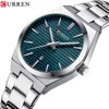 3 blue dial silver strap