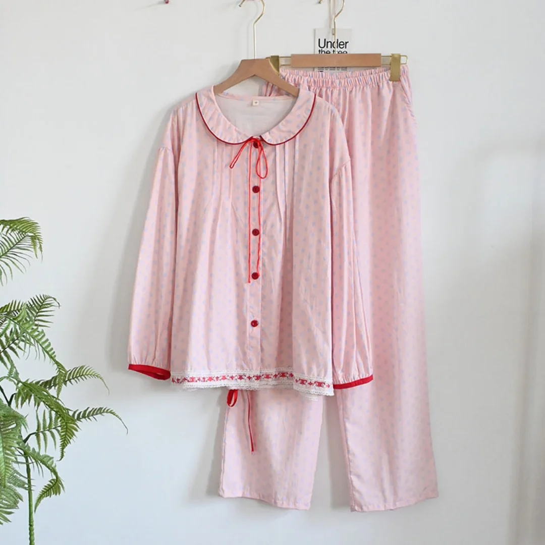 Luxury Texture Women Pure Cotton Home Wear Soft Breathable Loose Casual Indoor Relaxing Loungewear