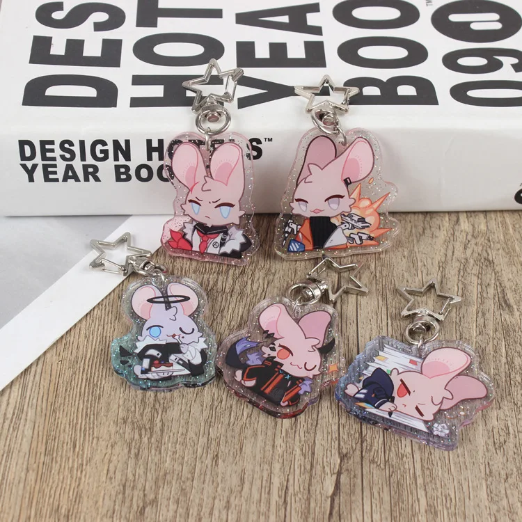 Factory Custom Clear Anime Acrylic Keychain Kawaii Keychain Printed Cute Acrylic Charms Keychain With Glitter factory