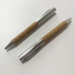 High Quality  Eco Friendly  Recycled Cork +Metal Ballpoint Pens With Custom Logo Natural  Cork Twist Metal Ballpoint Pen