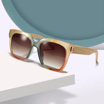 2024 fashion design bamboo shades sunglasses colorful frame  Unisex Polarized wooden square sunglasses men