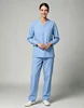 Light Grey Blue Women's Long Sleeve Scrub Set