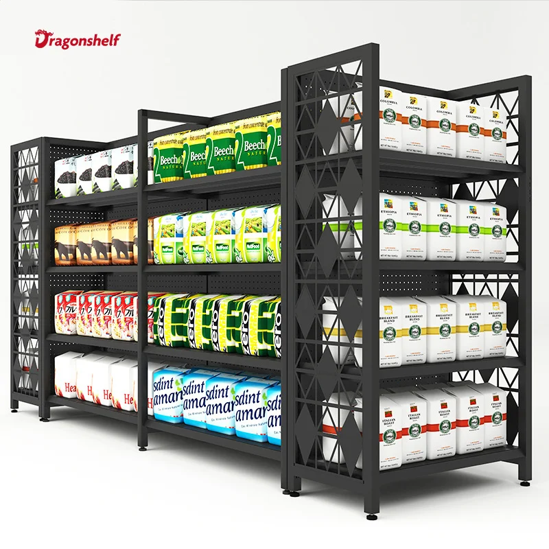 Dragonshelfmetal supermarket shelf customized size display stand rack for shop
