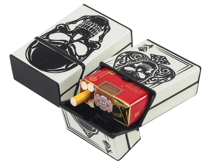 New Design Glow in the Dark Cigarette Case Cigarettes Tobacco Storage Skull  Acrylic Plastic Cigarette Case Box