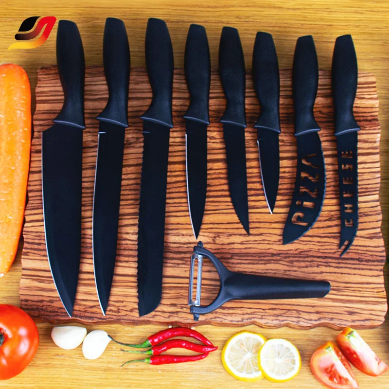 New Design Kitchen Chef Knife Set Cut Cleaver Paring Knives Scissors Stainless Steel 17 Piece Knife Set with Holder