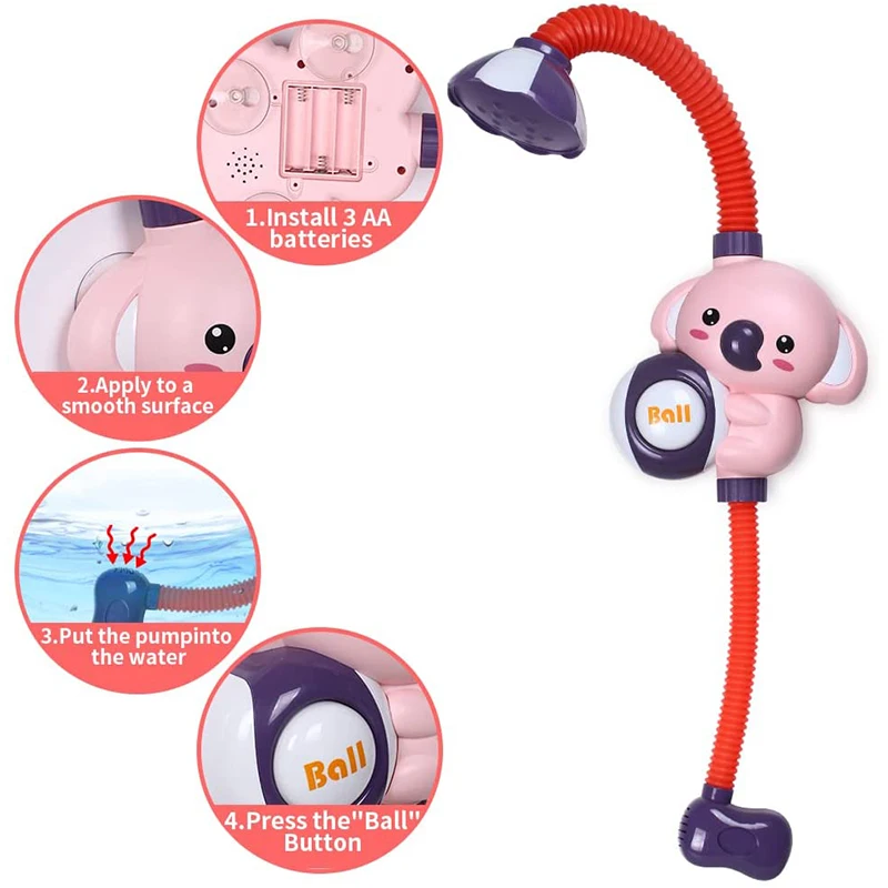 Cute Pink Baby Bath Shower Head With Koala Design,Bathtub Toy For