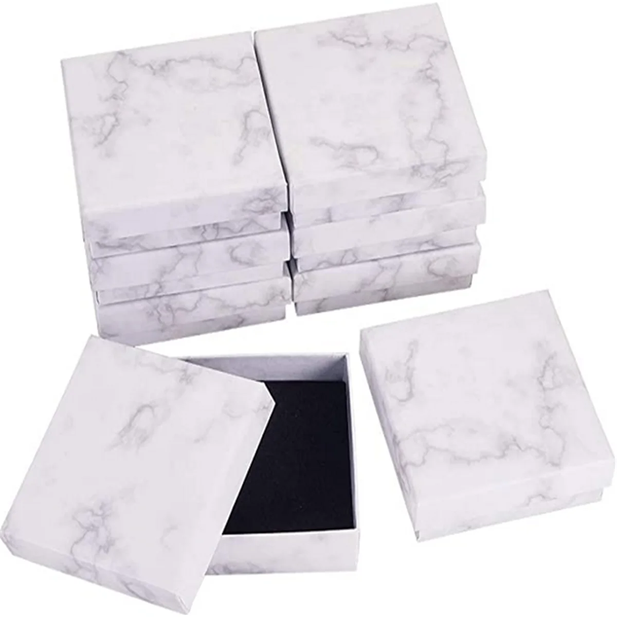 Customized Marble Design square Shape Luxury Cardboard Packaging Box Jewelry Custom logo for Christmas