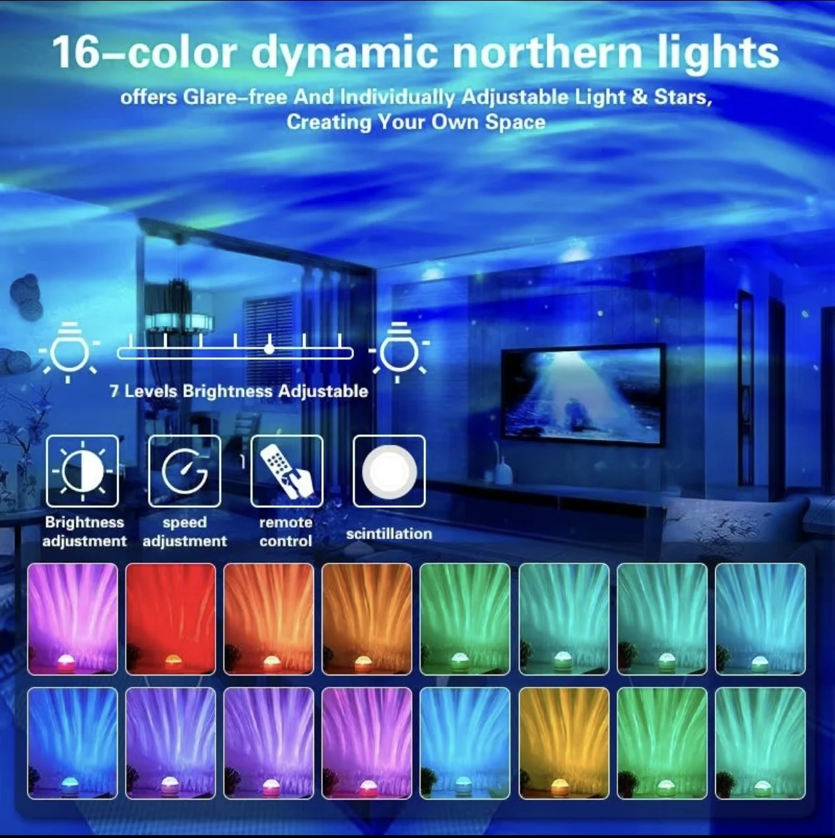 Wholesale Northern Lights Ocean Wave 3D Holographic Water Ripple Projector Light Remote Control USB/Type-C Powered Living Room