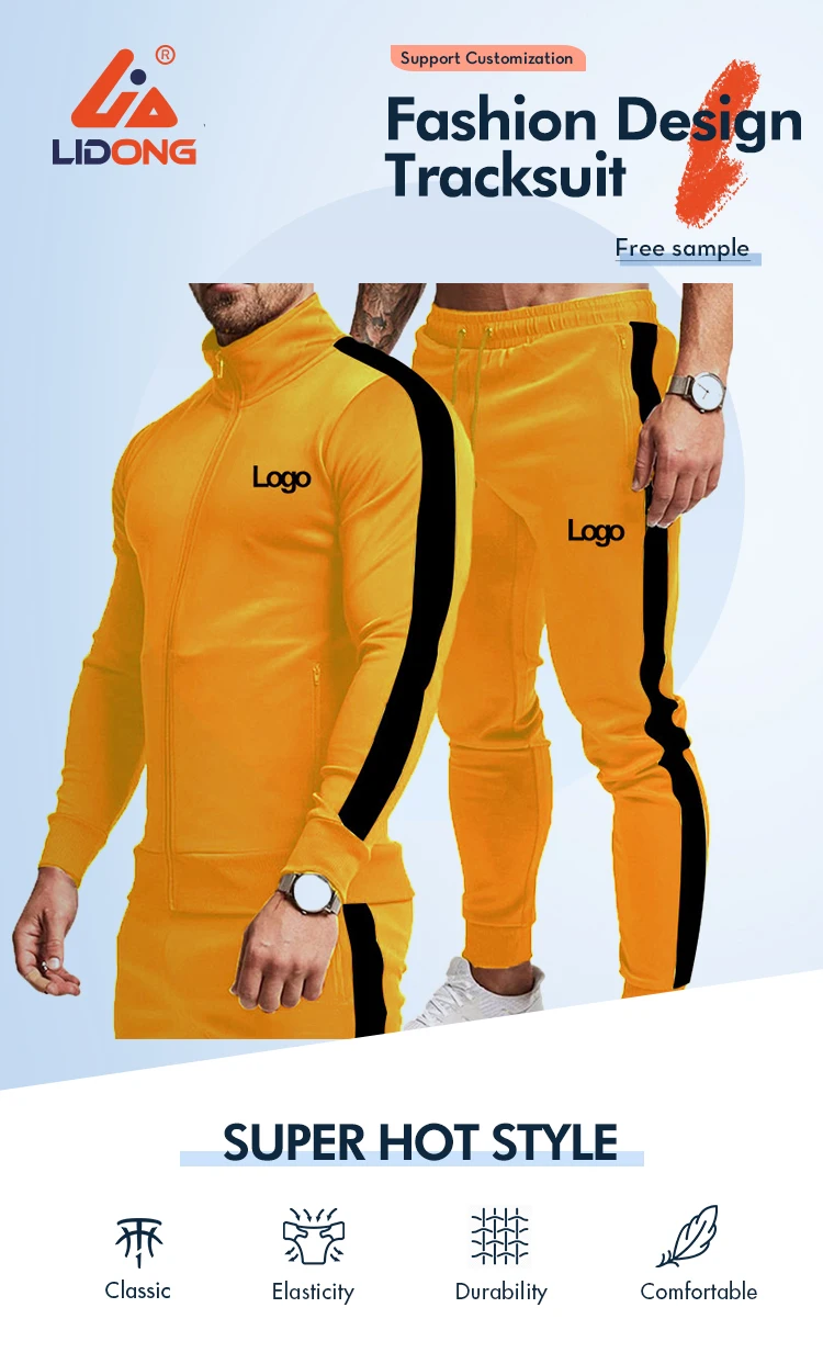 Lidong Wholesale Embroidery Sweatsuit Plus Size Zip Up Sportswear Men's
