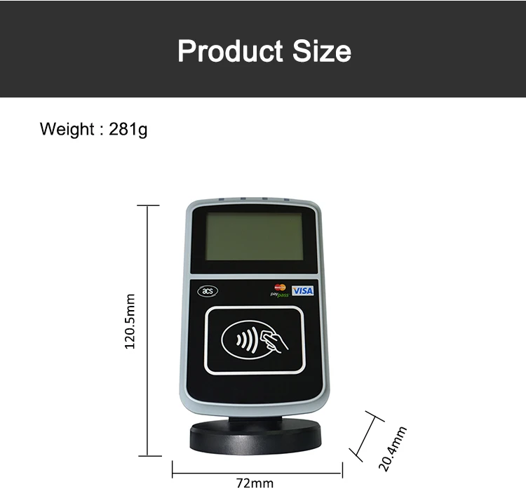 3 SAM Slots PayPass EMV Intelligent Payment Contactless Card Reader With Display ACR123