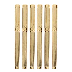 Engrave Body Gold Metal Rollerball Pen with Custom logo Men Writing Tool Gift Gold Pen