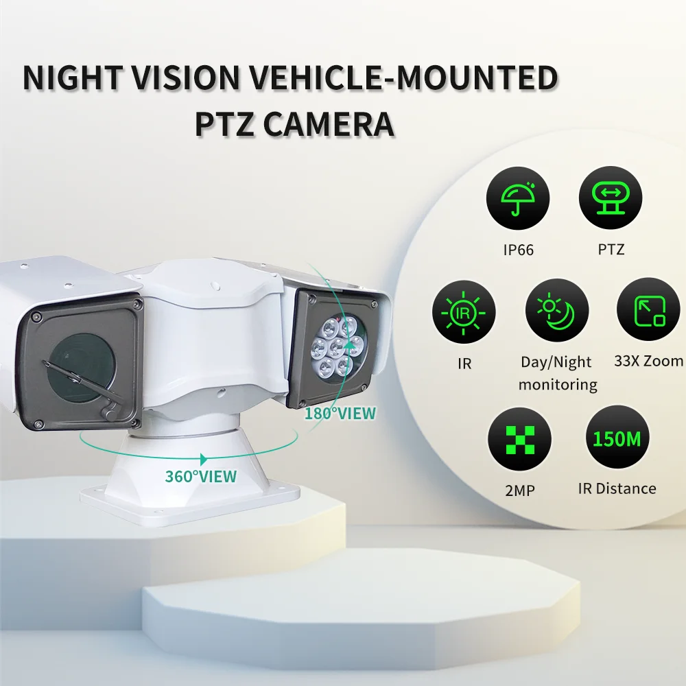 product all terrain ptz camera 150m night vision 360 rotation  defrost ip66 rs485 for construction vehicles  cargo ships-2