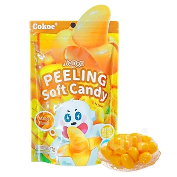 In Stock Sweet 3D Gummies 0 Fat 50% Juice Peelable Candy Fruit Flavor Gummy Candy Mango Peeling Soft Candy