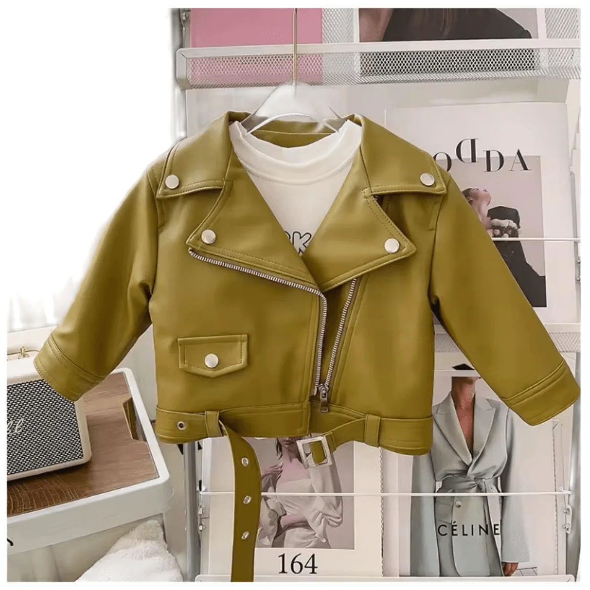 Youth Motorcycle Jacket Toddler Baby Girl Motorcycle Faux Leather - Main Image