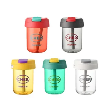 Mini Tonn Tonn Kids' Straw Cup with Cartoon Design Simple Style Cylindrical Pattern for Their Drinks