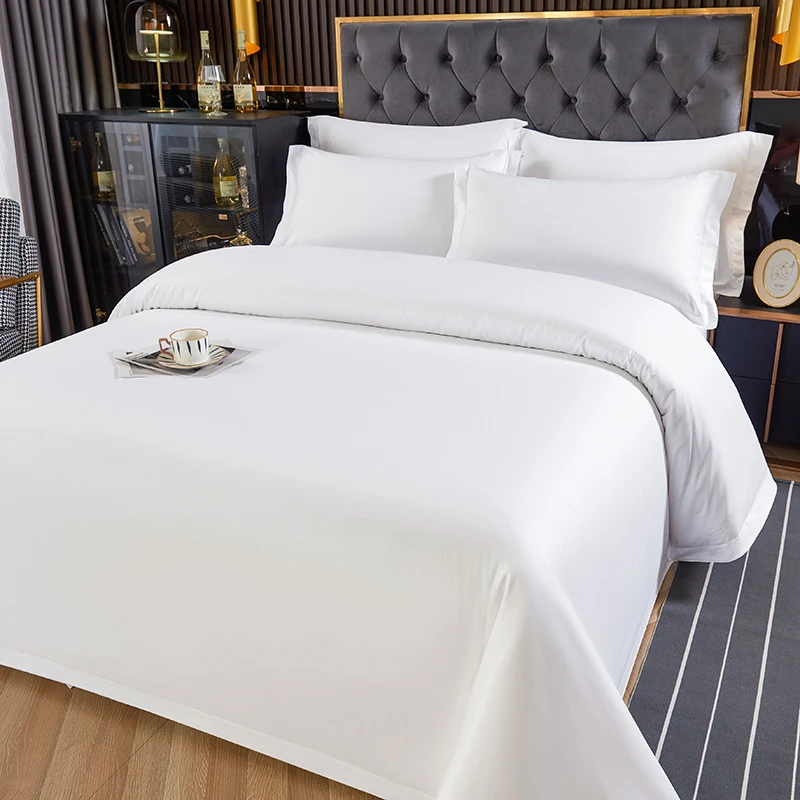 Premium 100% Cotton Royal Hotel White Bedding Set Luxury Bed Sheet with Pillow Cover