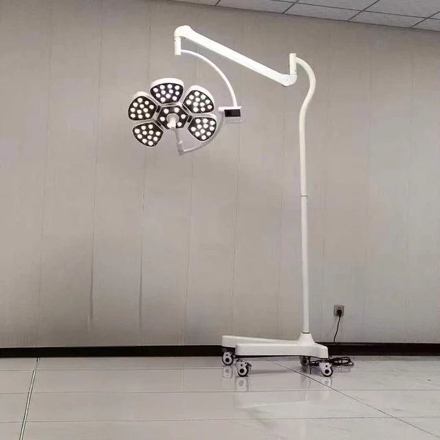 Mobile LED Operating Lamp Standing Surgical Shadowless Light Petal-Shaped Emergency Theatre Examination Light Medical Surgical