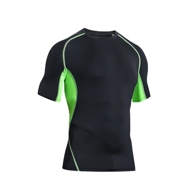 Custom Logo Polyester Short Sleeve Slim Fit Fitness Sports Training Wear Men Fitted Fitness Muscle Gym Shirts