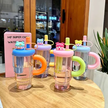 Summer Fashionable High-Appearance Level Beverages Cup Large-Capacity Plastic Straw Cup for Men Women Outdoor Tea & Ice Cream