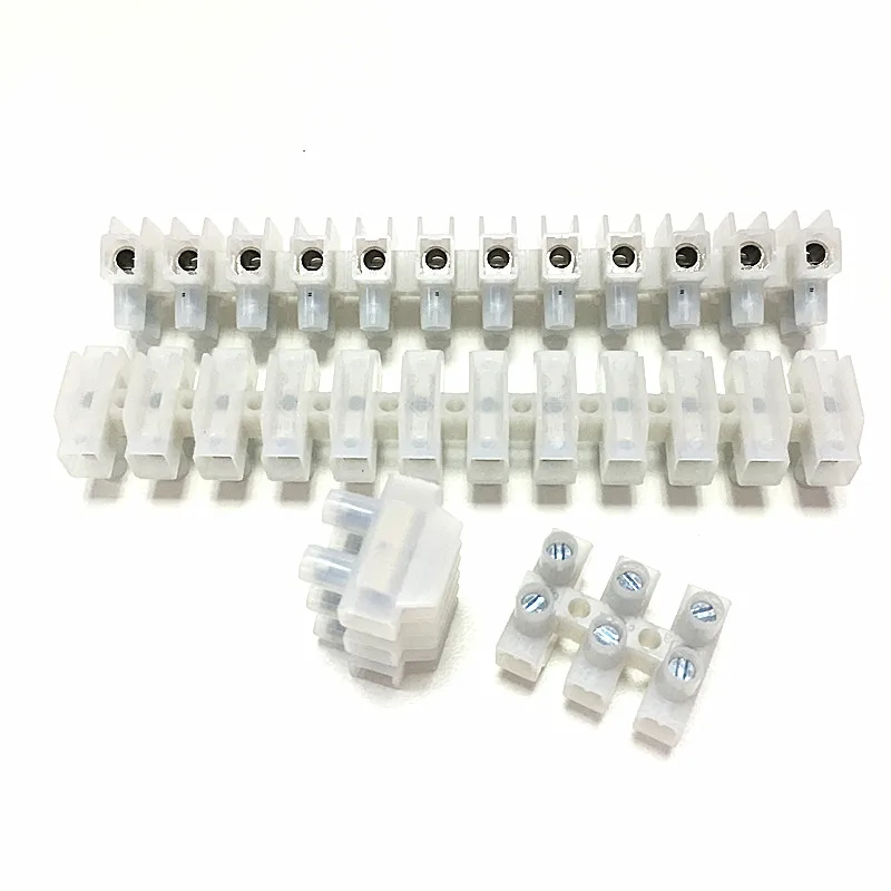 Brass Insert 12 Pole Screw Terminal Blocks Connector With 450V 57A for Wiring 10mm2