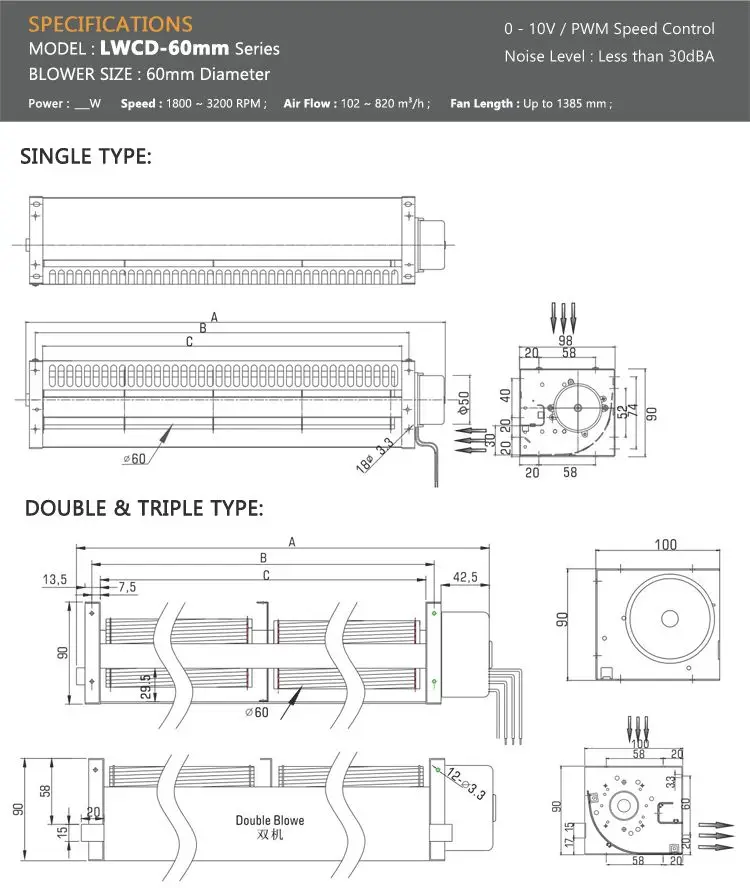 Cross Flow Fan, LONGWELL, 12V - detail 18