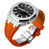 Boîtier argenté + bracelet orange