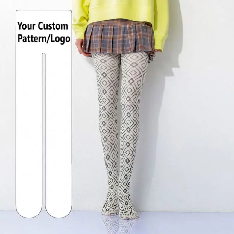 Женские вязаные колготки с геометрическим узором