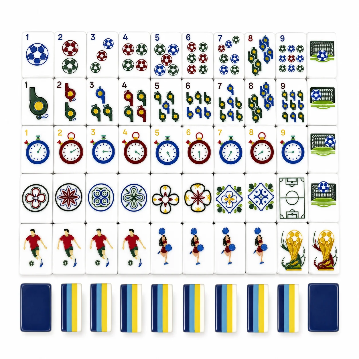 Premium United Sports Soccer Tournament Mahjong Tiles 4 Layer Acrylic Eco-Friendly Football Celebration Entertainment