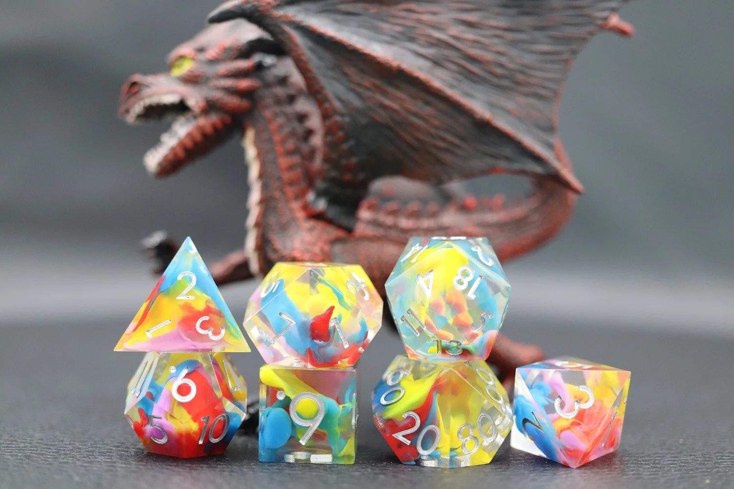 OEM Custom D20 Dragon Resin Dice for DND Games 16mm Multiple 4 Colour Vapor Coloured Dice factory