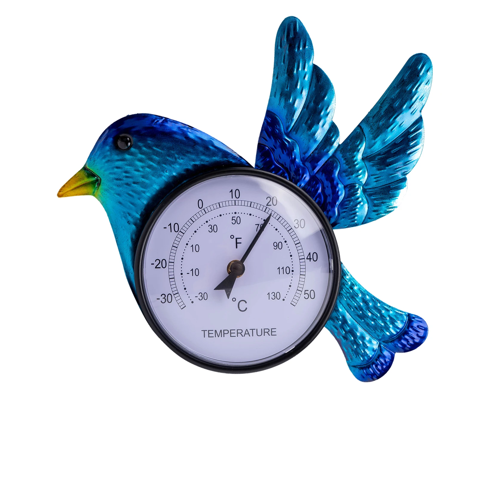 Thermometer Indoor Outdoor Blue Bird Decor Wall Mounted Thermometer for Patio, Garden Yard & Living Room, No Battery Needed