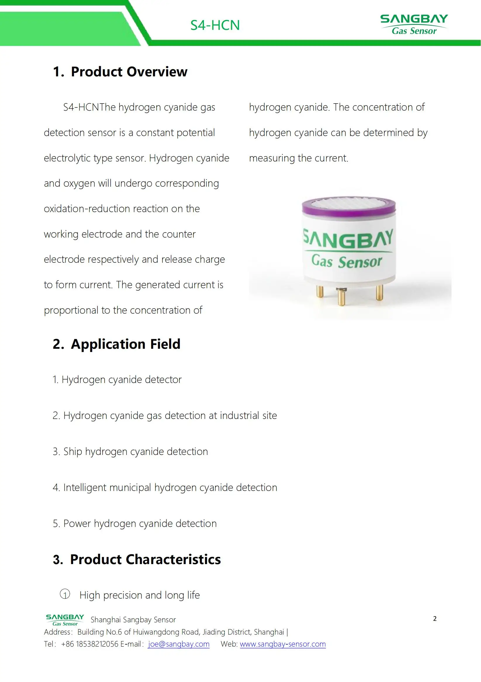 Electrochemical Hcn Gas Sensor For Sale Electrochemical Gas Sensor