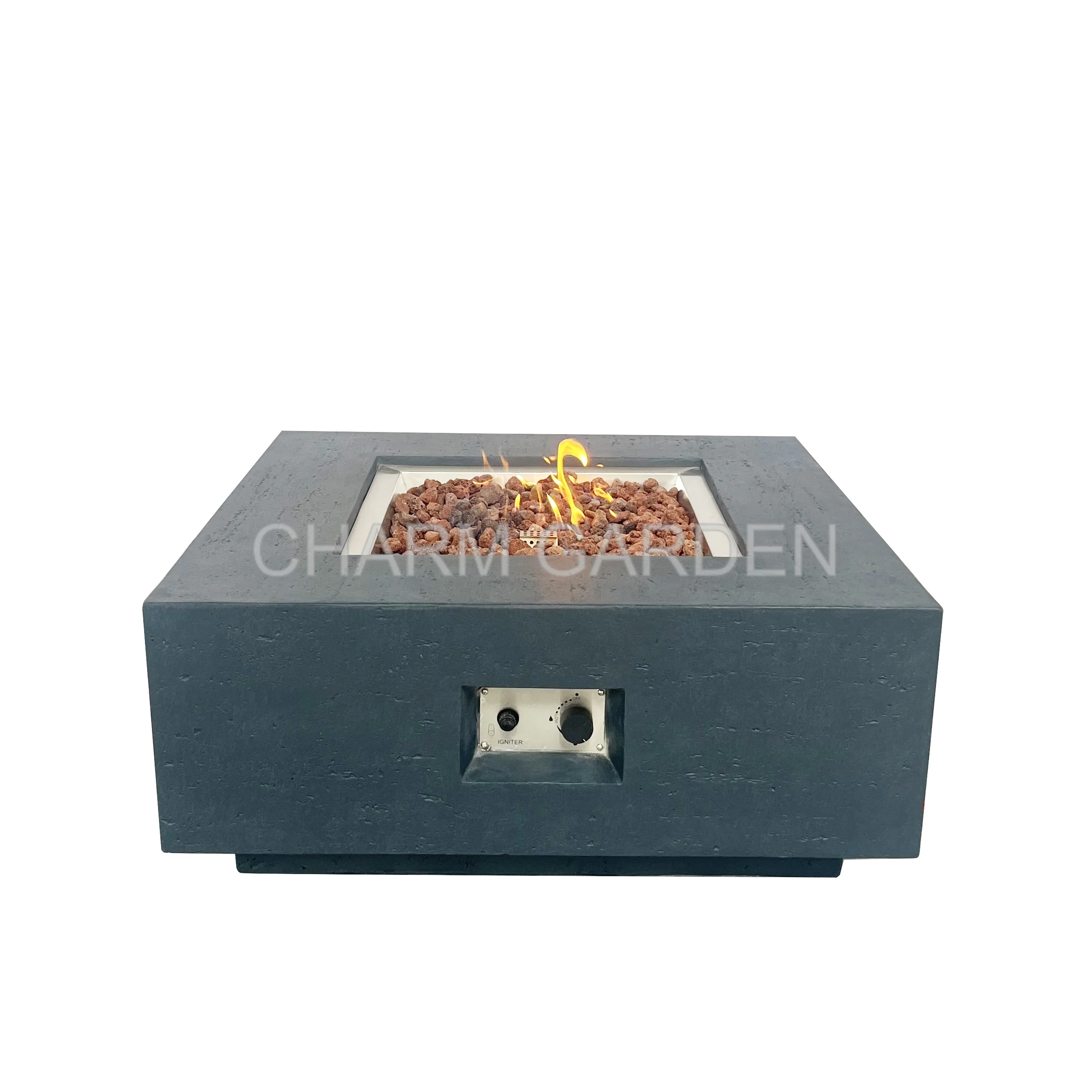 Portable Gas Fire Pit Table in GFRC GRC Concrete Material Used As Outdoor Gas Fire Table