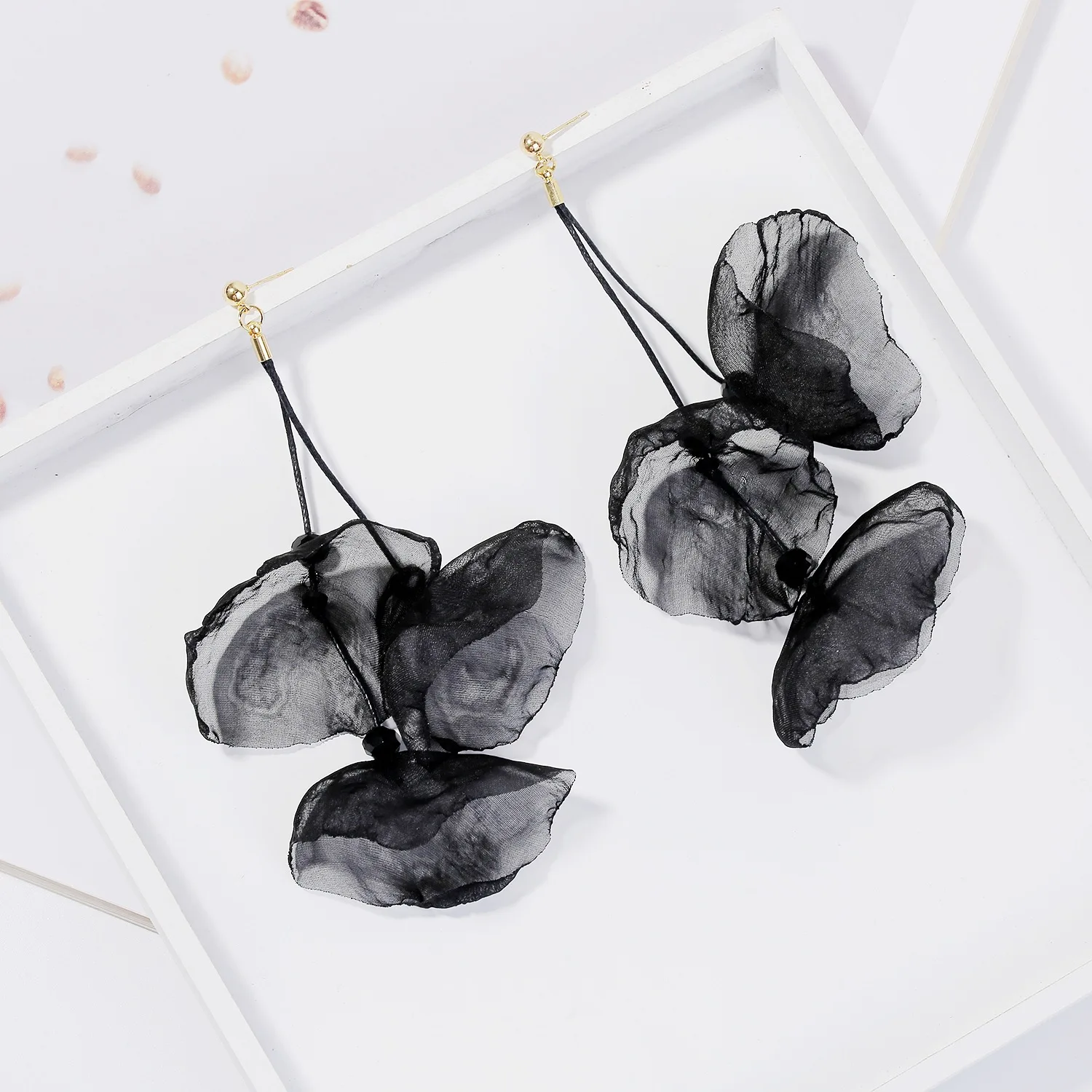 Fashion Long Colorful Fabric Flower Petals Earrings Accessories Ladies Drop Earring Jewelry