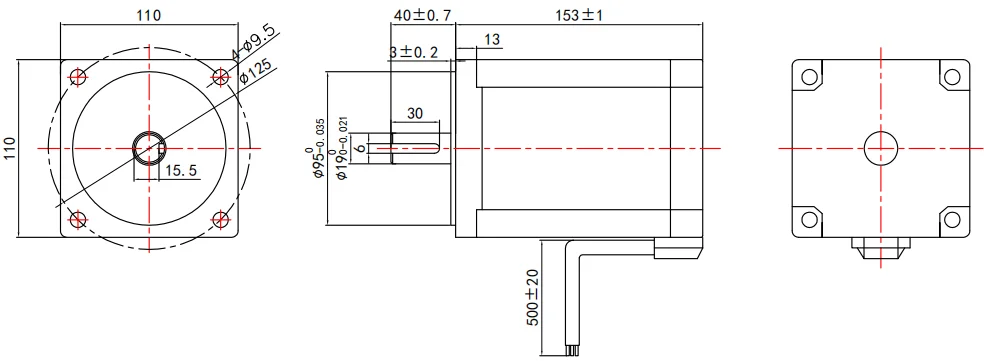 110mm Bldc 1.5kw Bldc Motor Max Rpm 3000,48v 7.5nm High Torque 