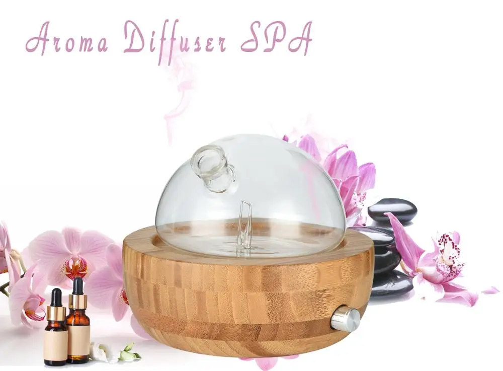 New Aromatherapy 150ml Essential Oil Nebulizer Wood and Glass Waterless Scent Diffuser